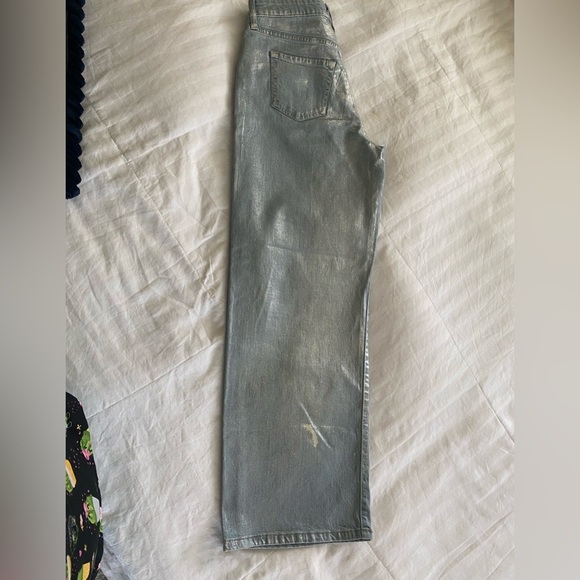 Wild Fable Metallic Silver High-Rise Wide Leg Jeans – Size 6/28 - Picture 7 of 9